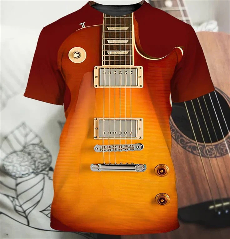 3D Printing Guitar - 3D Guitar Print T Shirt For