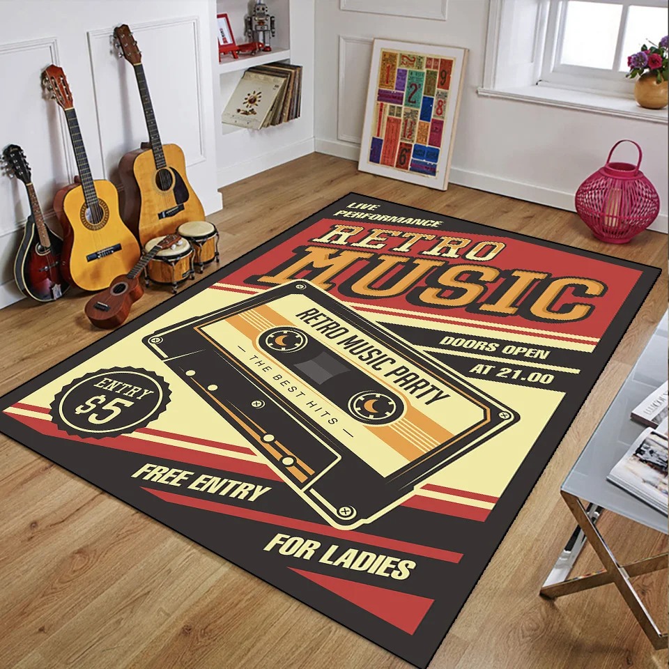 3D Printing Guitar - Retro Music Rugs for Bedroom Decoration