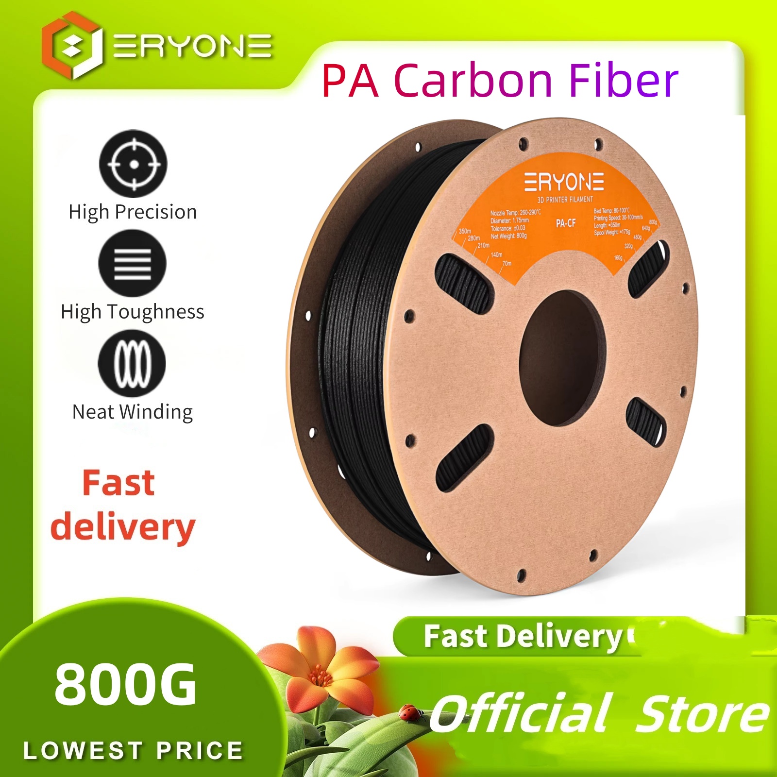 ERYONE 800G Nylon Carbon Fiber - 3D Printing Nylon Filament recensione e prezzo