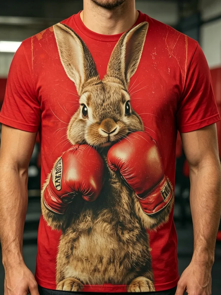 3D Boxing Rabbit Print Men's T - 3D Printing Rabbit recensione e prezzo
