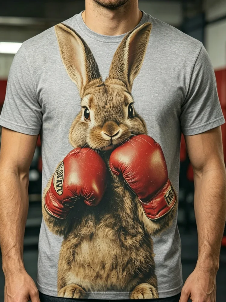 3D Boxing Rabbit Print Men's T - 3D Printing Rabbit recensione e prezzo