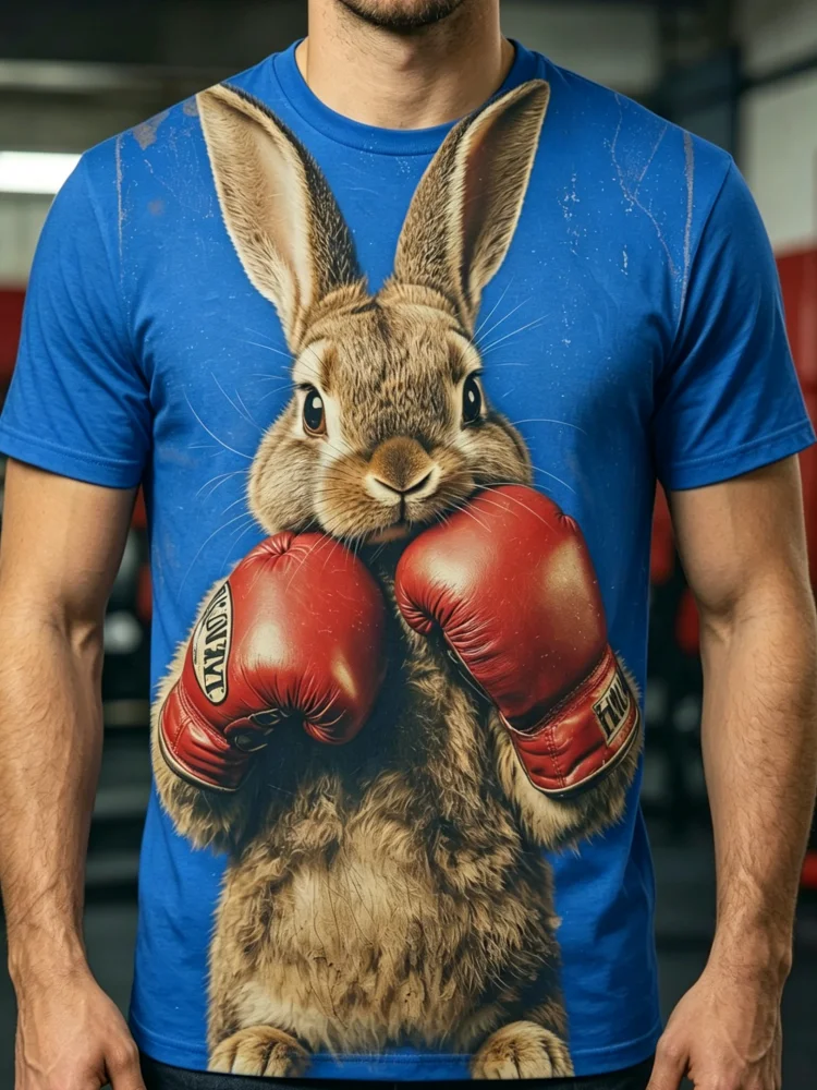 3D Boxing Rabbit Print Men's T - 3D Printing Rabbit recensione e prezzo
