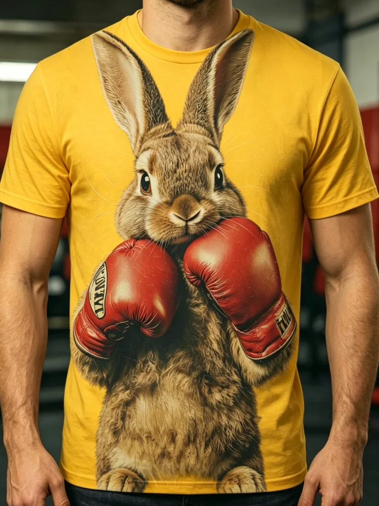 3D Boxing Rabbit Print Men's T - 3D Printing Rabbit recensione e prezzo